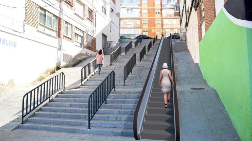 Escaleras mecánicas entre la calle Villalpando y Campo de Marte