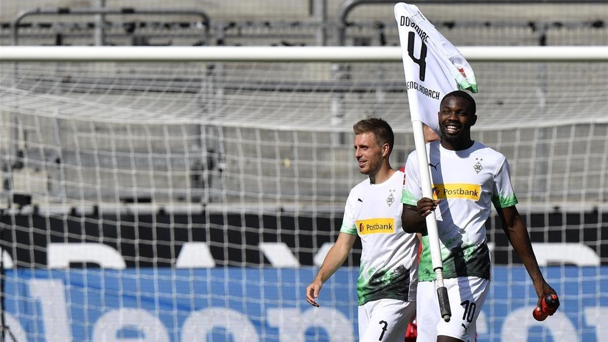 Marcus Thuram celebrando una victoria del Borussia Mönchengladbach