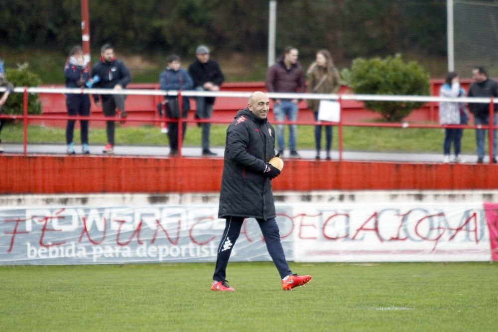 Entrenamiento del Sporting antes del partido contra el Athletic