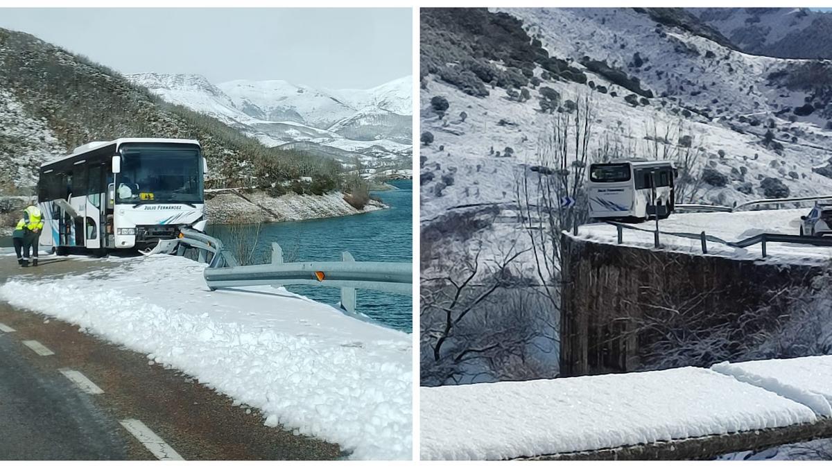 A punto de caer a un embalse un autobús con 25 niños, algunos de Benavente