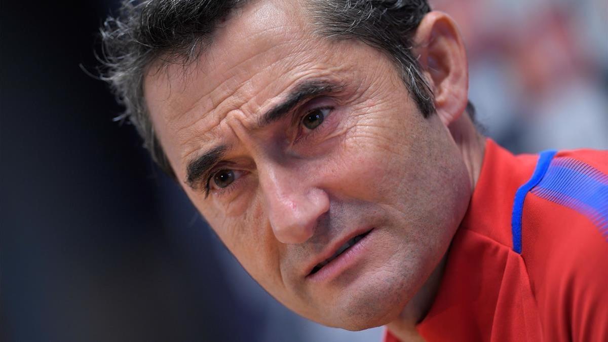 Valverde, en una rueda de prensa en la ciudad deportiva de Sant Joan Despí.