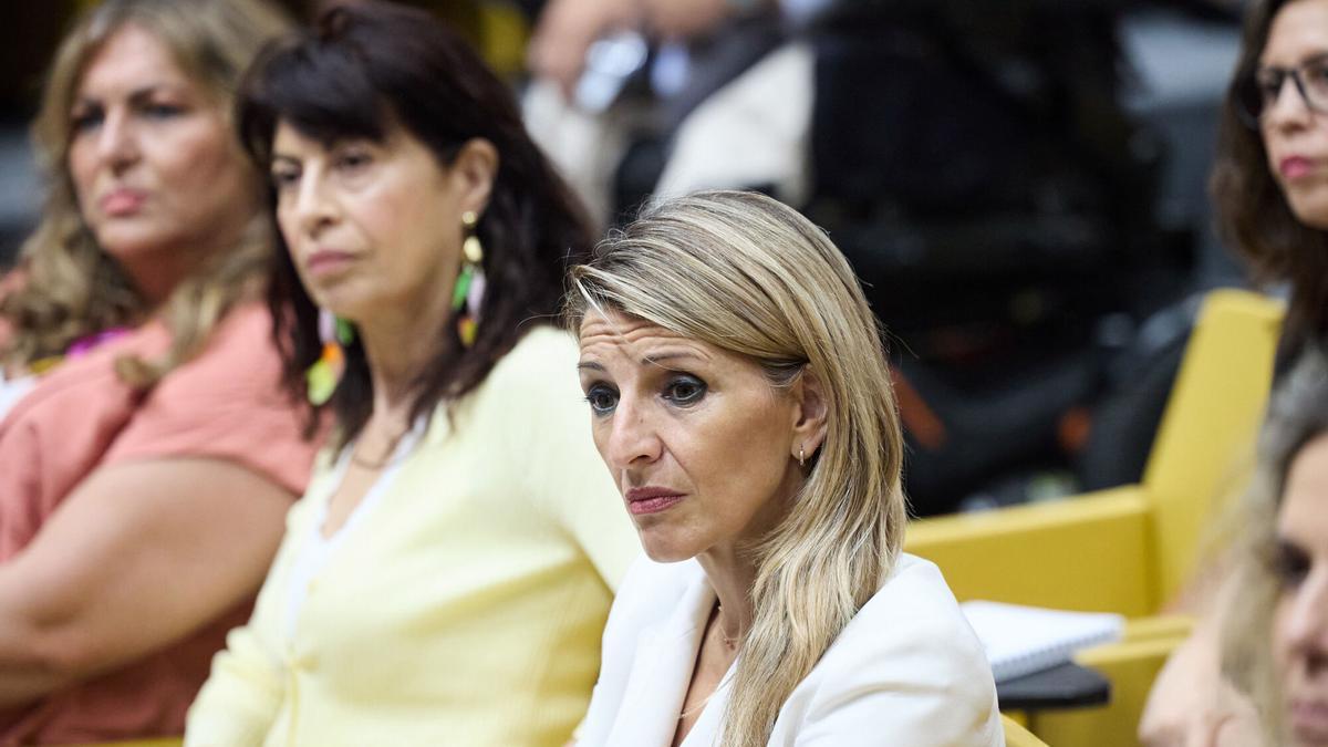 La vicepresidenta segunda y ministra de Trabajo y Economía Social, Yolanda Díaz, en un acto este miércoles.