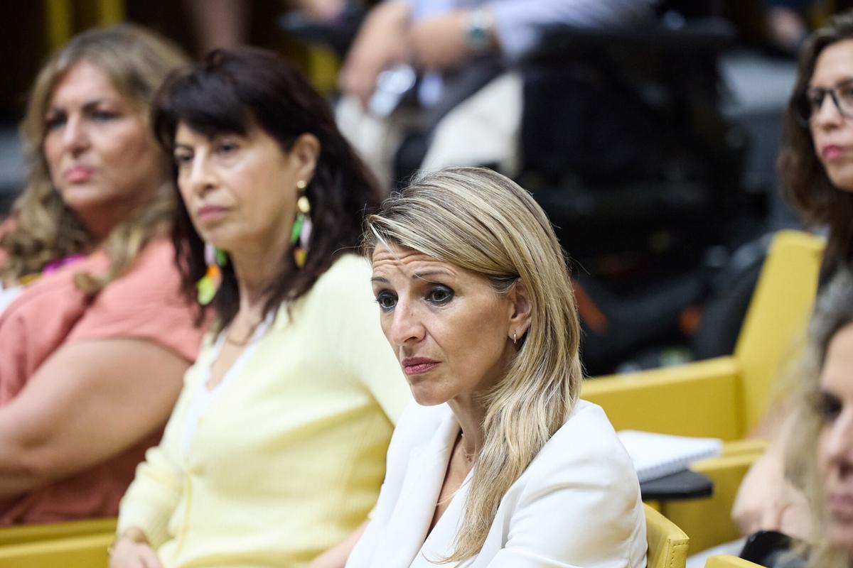 La vicepresidenta segunda y ministra de Trabajo y Economía Social, Yolanda Díaz, en un acto este miércoles.