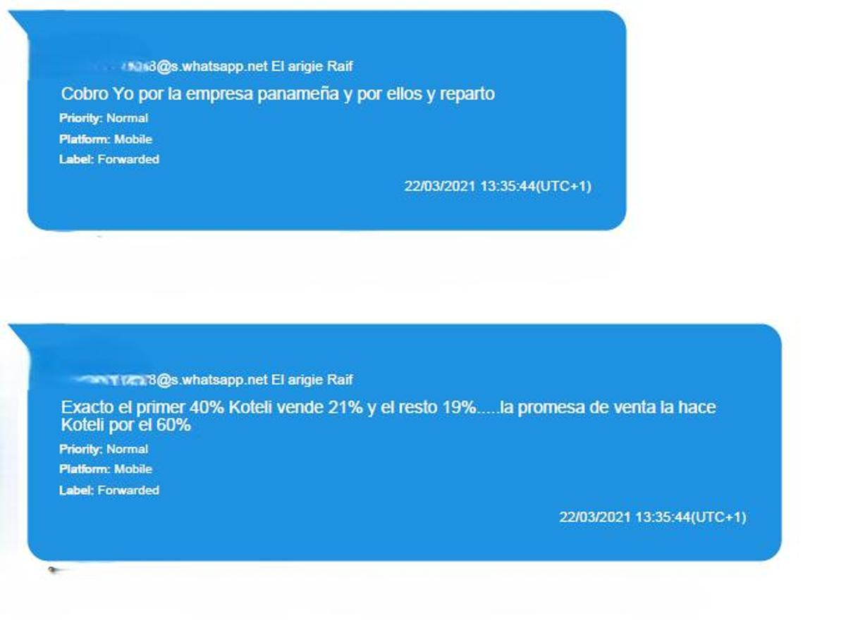 Mensajes de un directivo de Plus Ultra a Rodolfo Reyes