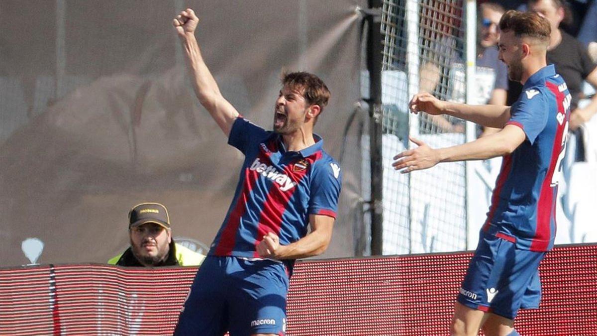 Koke celebra un gol con el Levante en una imagen de archivo