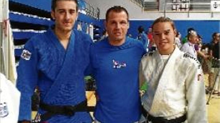 Òscar López, David Roca i Carla Ubasart, del Judo Moià