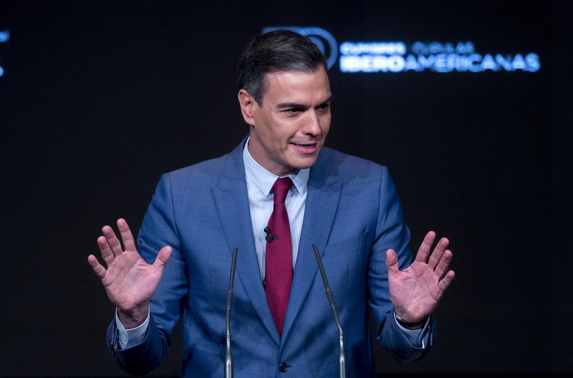 Sánchez, durante su intervención en la reciente Cumbre Iberoamericana