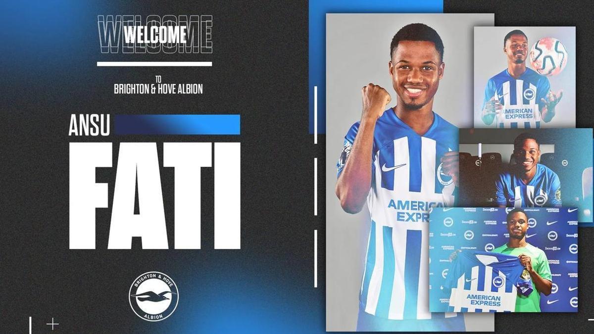 Así ha anunciado el Brighton la cesión de Ansu Fati, procedente del Barça.