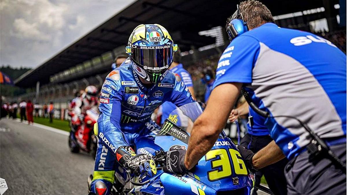 Joan Mir, instantes antes de arrancar la carrera en el circuito Red Bull Ring. | SUZUKI