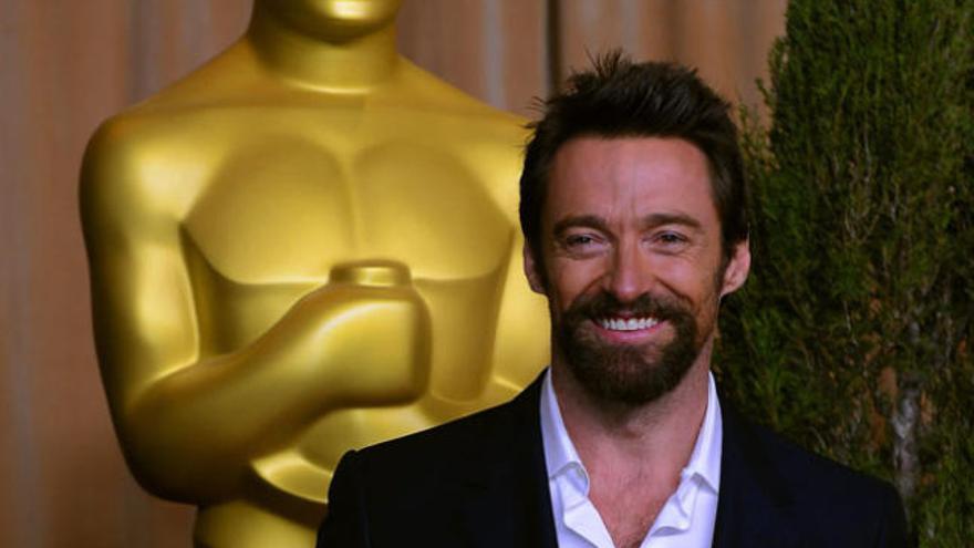 Hugh Jackman posa para los medios.