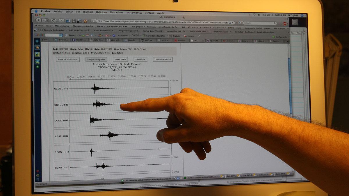 Gráfico de un terremoto registrado en Catalunya