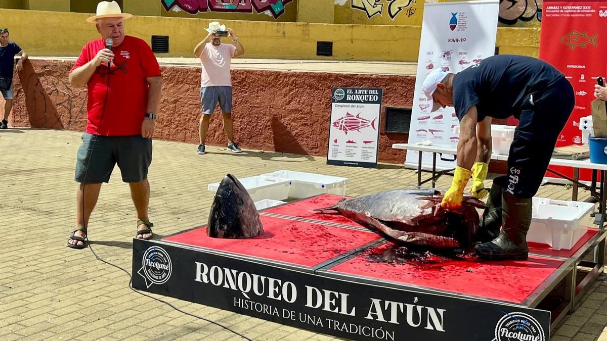 Ronqueo de atún en el XXIII Encuentro de Capitanes de Almadraba Arráez y Sotárraez, Isla Cristina (Ayuntamiento de Isla Cristina).