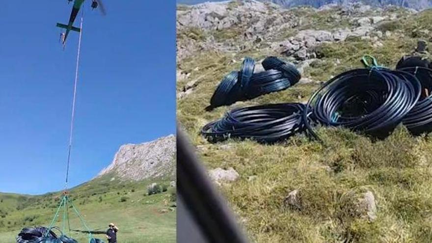 VÍDEO: Cabrales transporta el material que permitirá llevar agua a la majada de Amuesa.