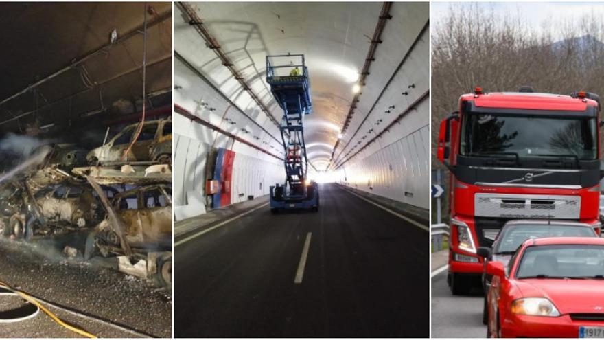 1-El 25 de enero, a las 7.41 horas, un tráiler portacoches se incendió cuando transportaba ocho turismos que quedaron completamente calcinados. El interior del tubo alcanzó temperaturas de 2.000 grados centígrados. 2-Los trabajos de reparación se extendieron durante tres meses al quedar abrasado su interior y el moderno sistema de seguridad. Fomento tuvo que encargar la elaboración de piezas a medida a varios fabricantes europeos. 3-Durante este tiempo, los conductores que hacen el trayecto por la A-52 en dirección Ourense tuvieron que sufrir un desvío de media hora a mayores por la Nacional 120, una carretera con numerosas deficiencias denunciadas a diario por los usuarios.