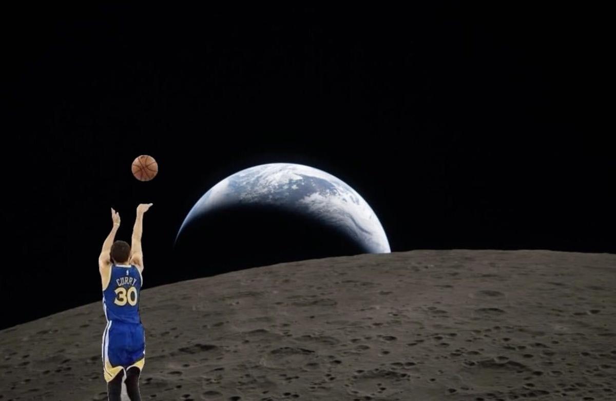 Mem de Stephen Curry llançant des de la Lluna
