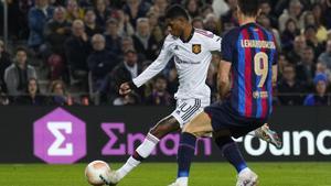 Rashford, en un duelo ante el FC Barcelona con el Manchester United