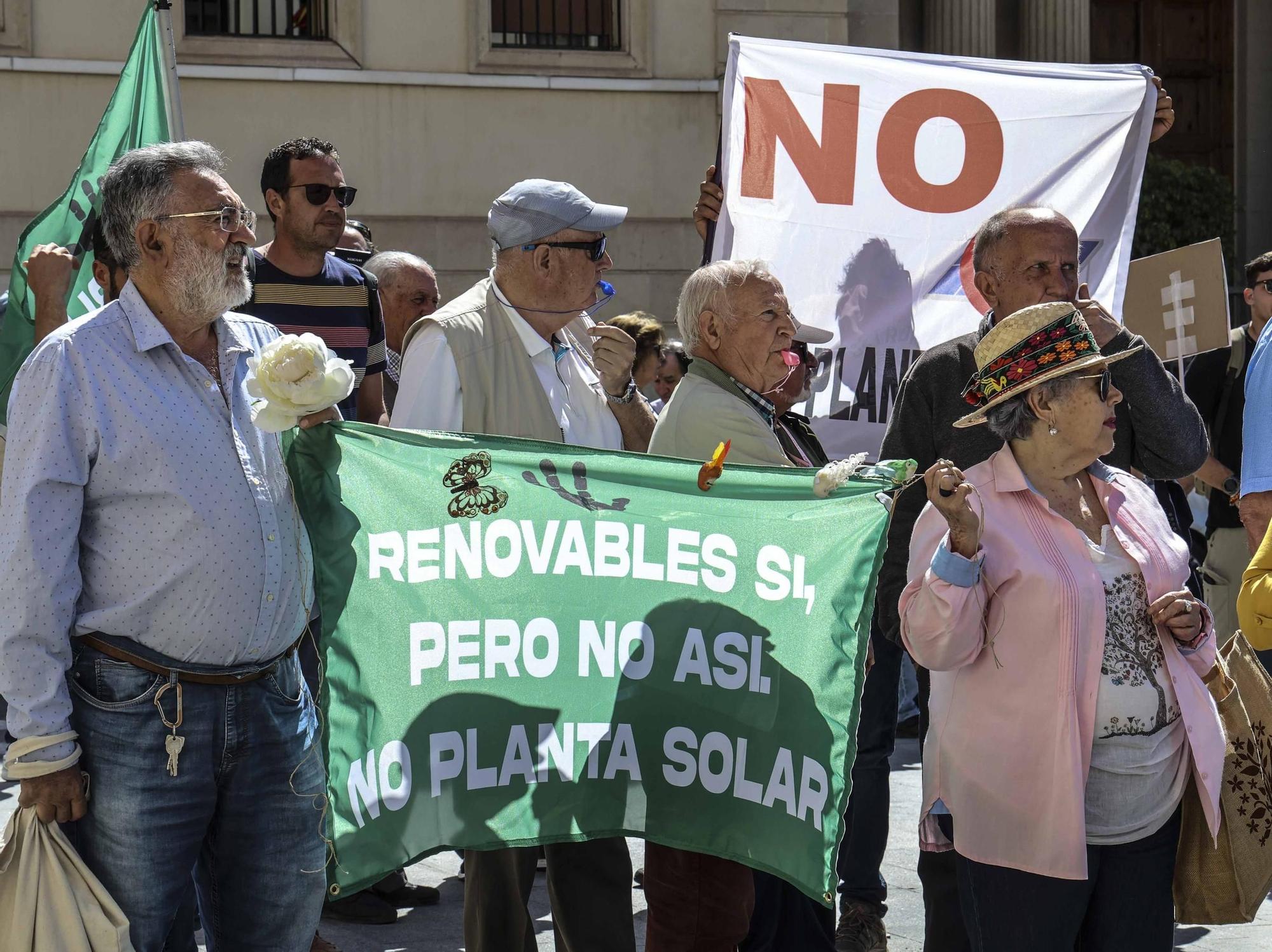 San Miguel de Salinas lleva el rechazo a la planta solar de la desaladora de Torrevieja al centro de Alicante