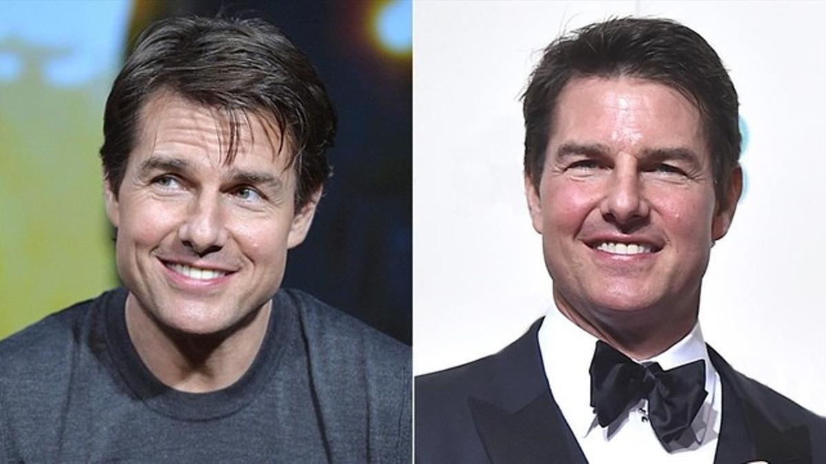 Tom Cruise, a la izquierda, en el 2014. A la derecha, en los premios Bafta, este domingo.