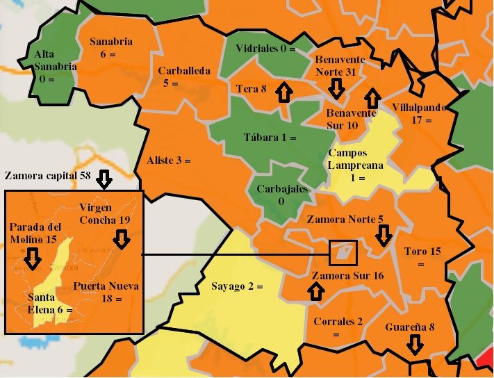 Mapa de contagios COVID en la última semana