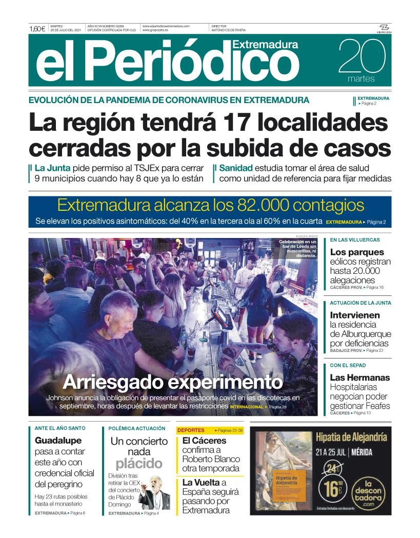 Consulta la portada correspondiente al día 20 de julio del 2021