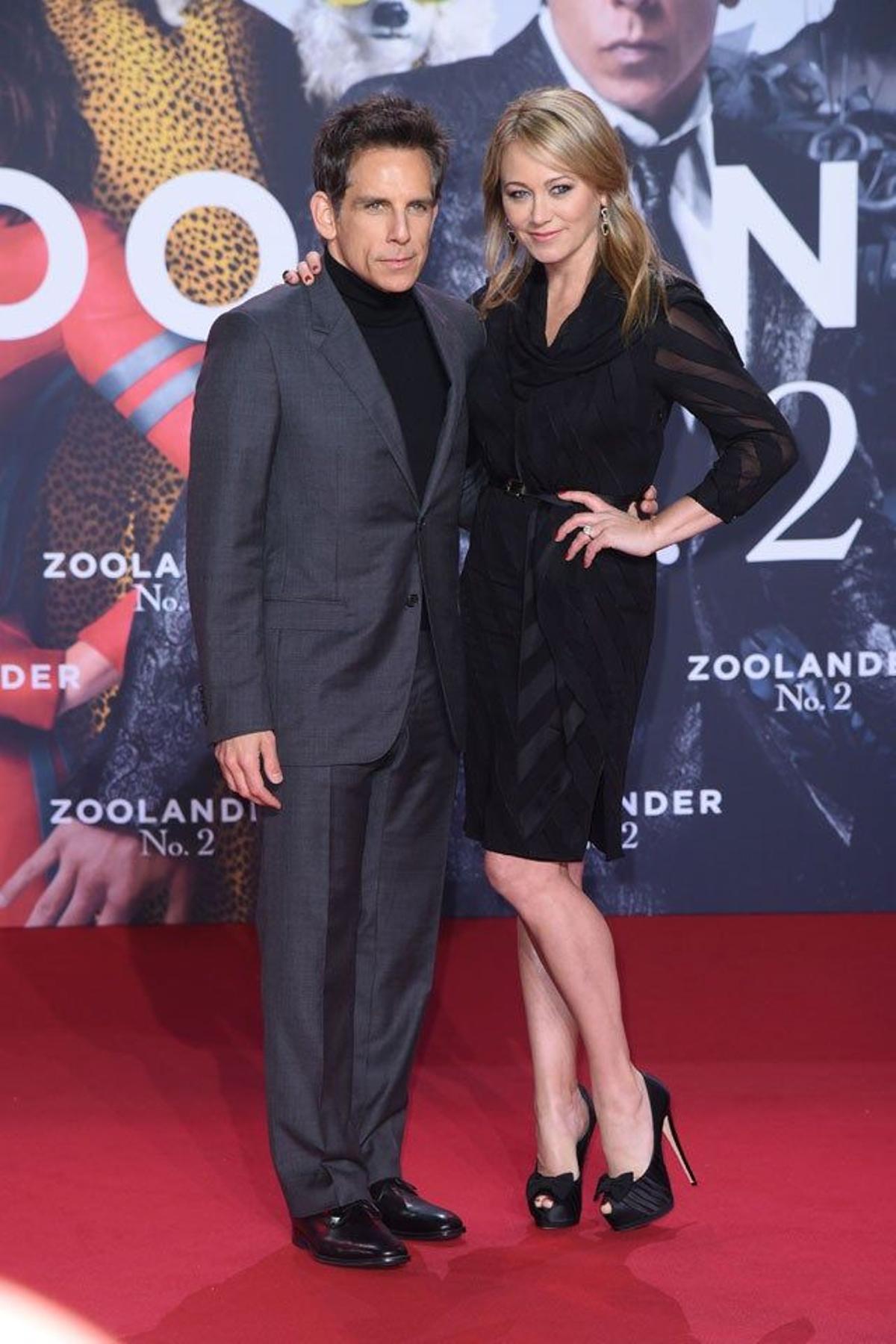 Ben Stiller y Christine Taylor, en el estreno de 'Zoolander 2' en Berlín.