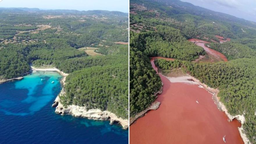 Die Bucht Cala de Trebalúger aus der Luft fotografiert (Aufnahme vom 21.9.2021).