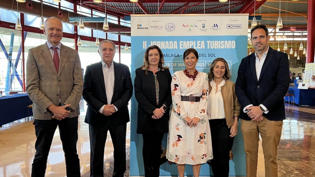 Los organizadores de la II Jornada Emplea Turismo Málaga Costa del Sol, celebrada el martes en el Palacio de Ferias de Málaga.