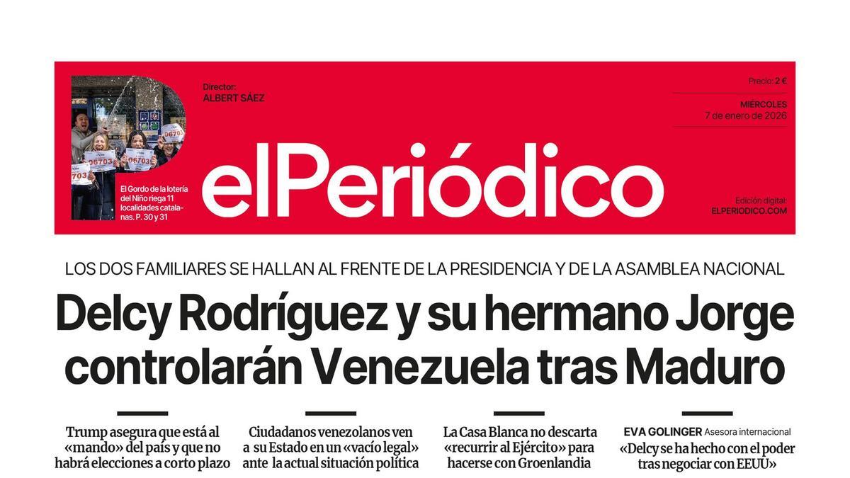 La portada de EL PERIÓDICO del 7 de enero de 2026