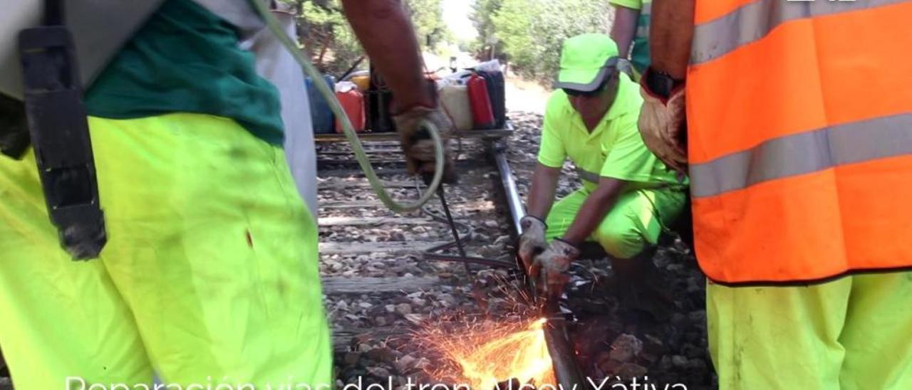 Obras en el tren Alcoy-Xàtiva