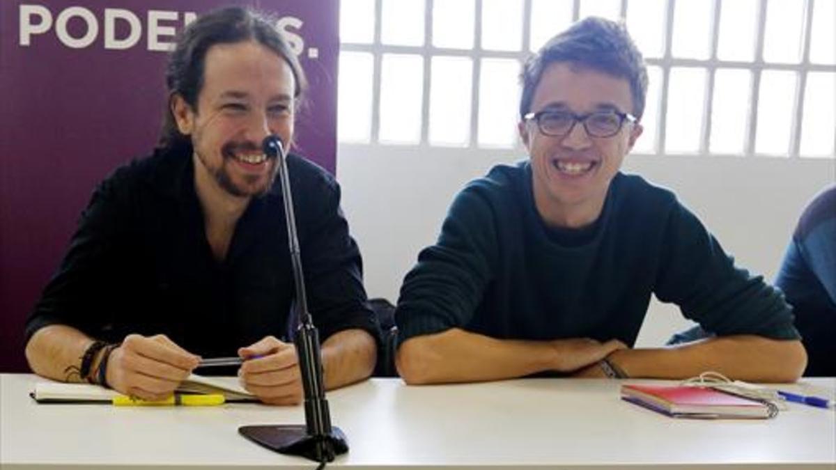 Iglesias y Errejón, ayer, en la reunión del Consejo Ciudadano de Podemos.