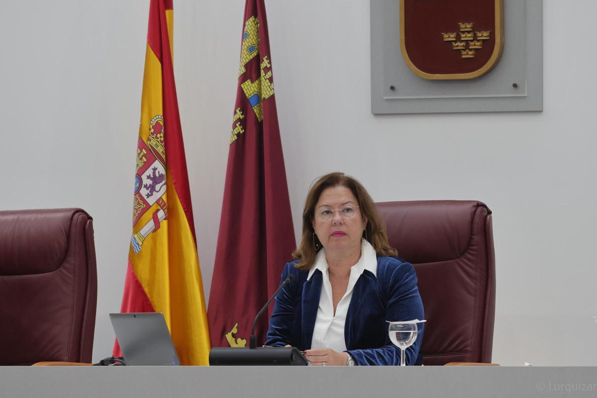 La presidenta de la Asamblea, Visitación Martínez, durante la sesión de control.