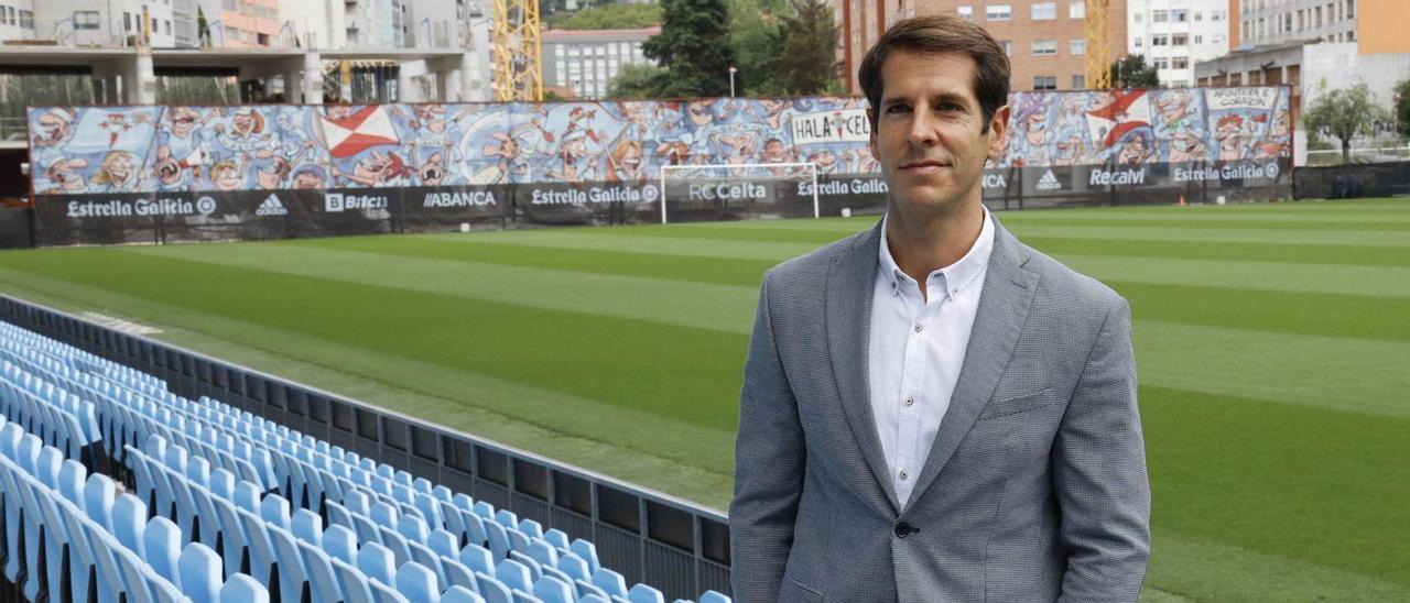 Raúl Rivas, en la grada del estadio de Balaídos