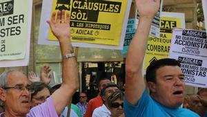 Protesta por las cláusulas suelo en Barcelona.