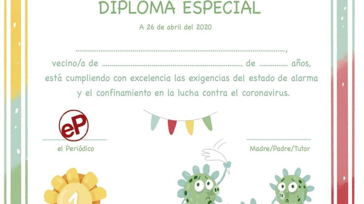 Imagen del diploma de EL PERIÓDICO para los niños.