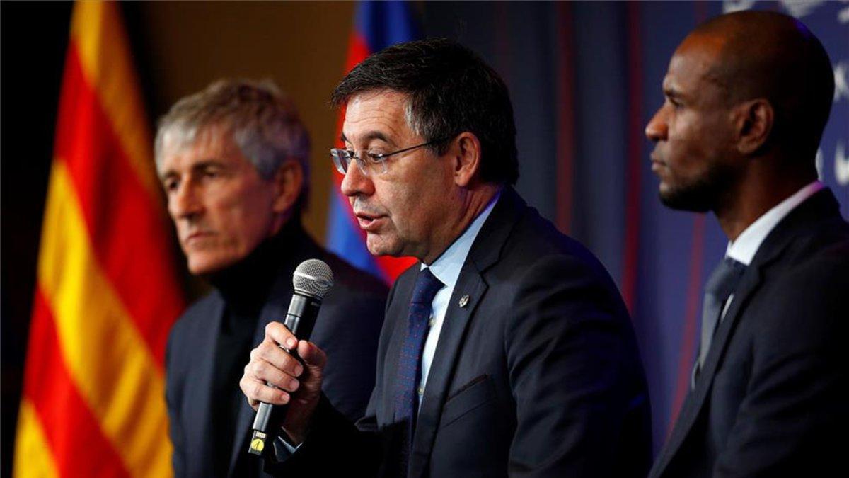 Bartomeu, durante la presentación de Quique Setién