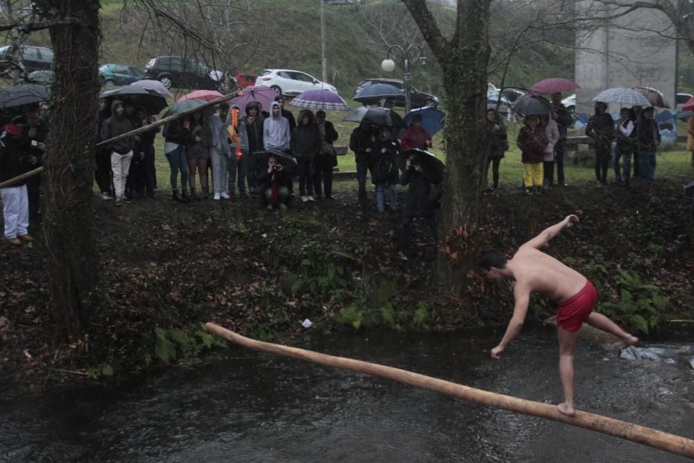 Carnaval en Galicia 2019 | Valor y frío en la tradicional "Corrida do Galo" del entroido de Vilaboa