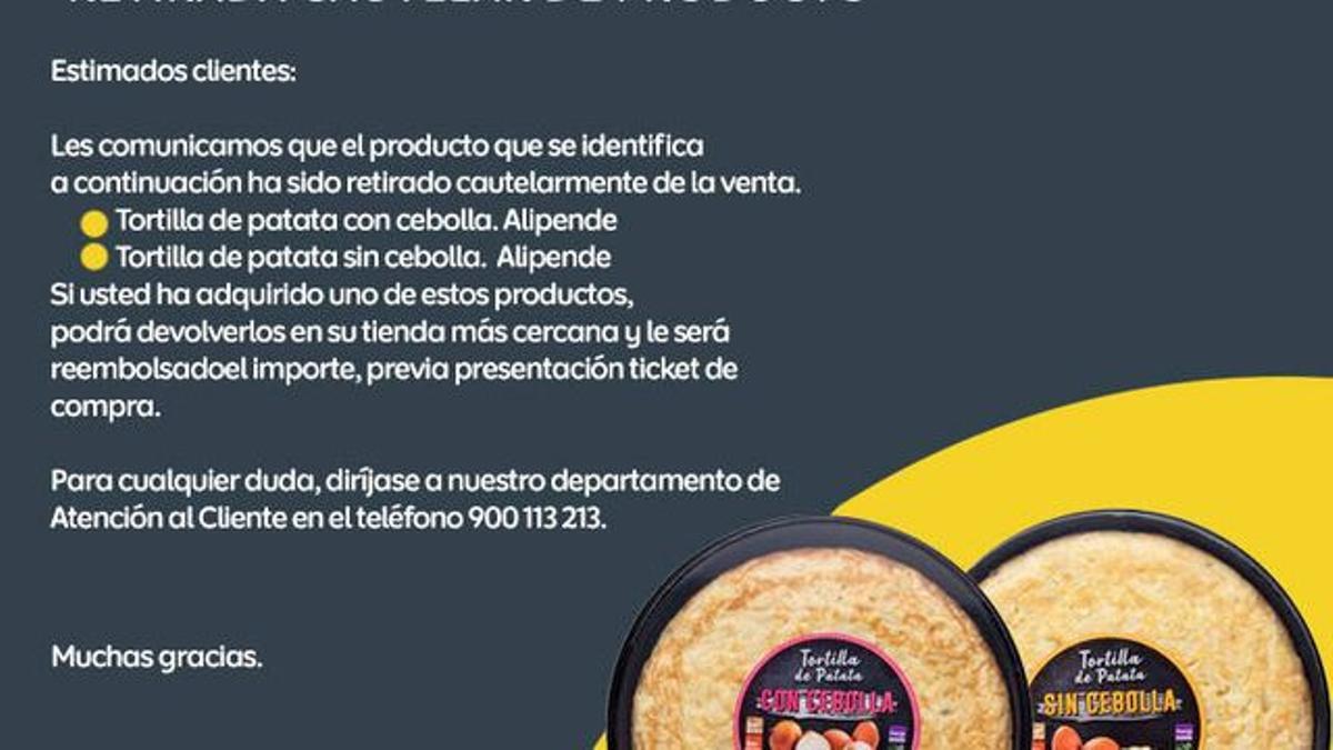 Ahorramás informa sobre los dos tipos de tortilla de patata retirados