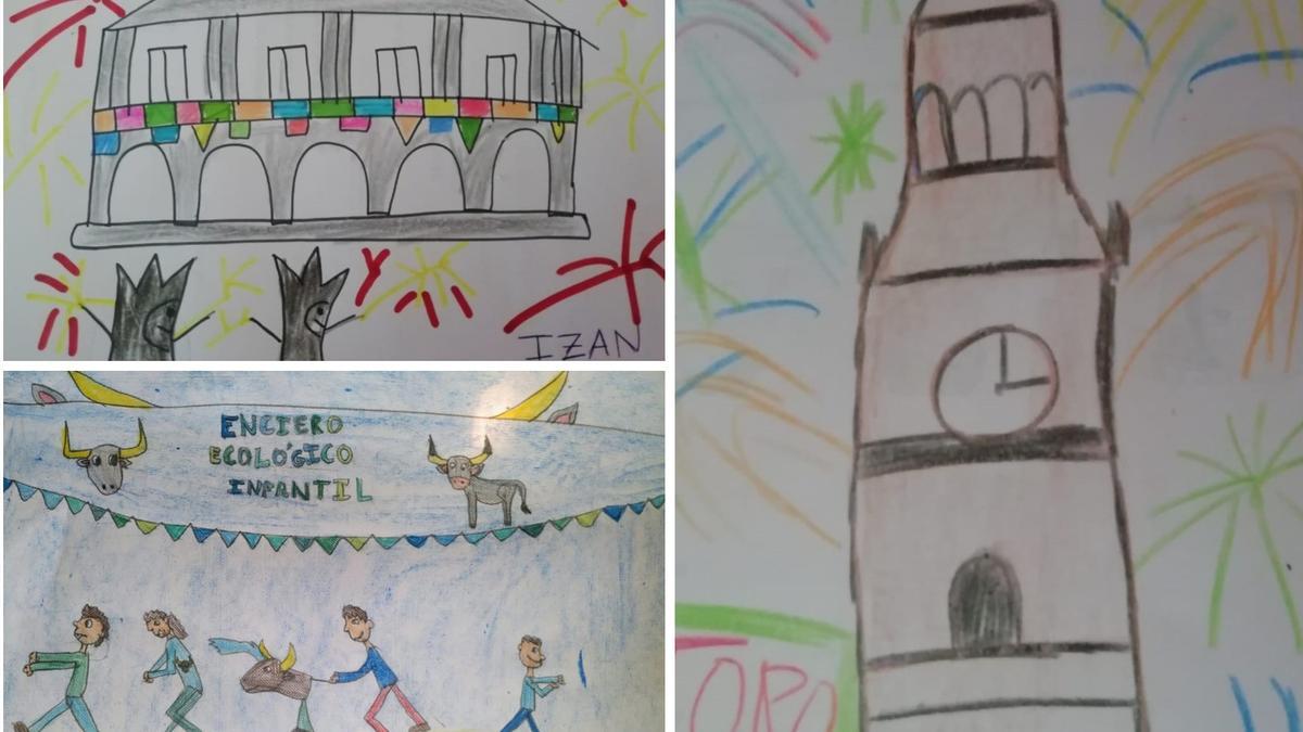 Dibujos infantiles enviados a la asociación Bambalinas de Toro por las fiestas de San Agustín.
