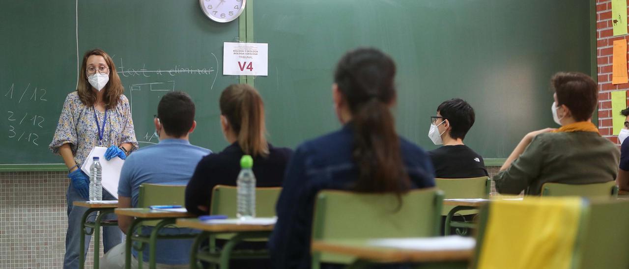 Un aula de un instituto de secundaria en València.