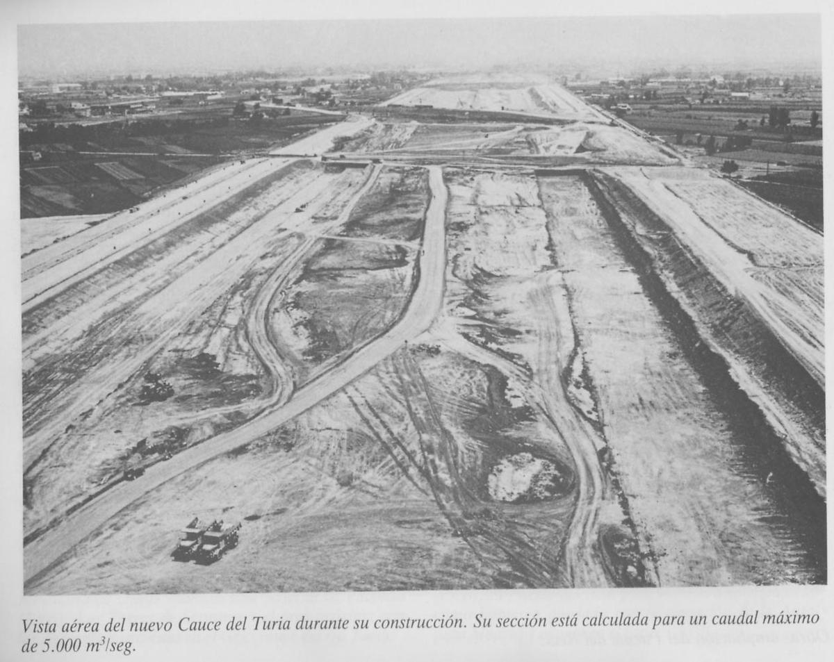 Imagen de la construcción del nuevo cauce que atravesó l'Horta Sud