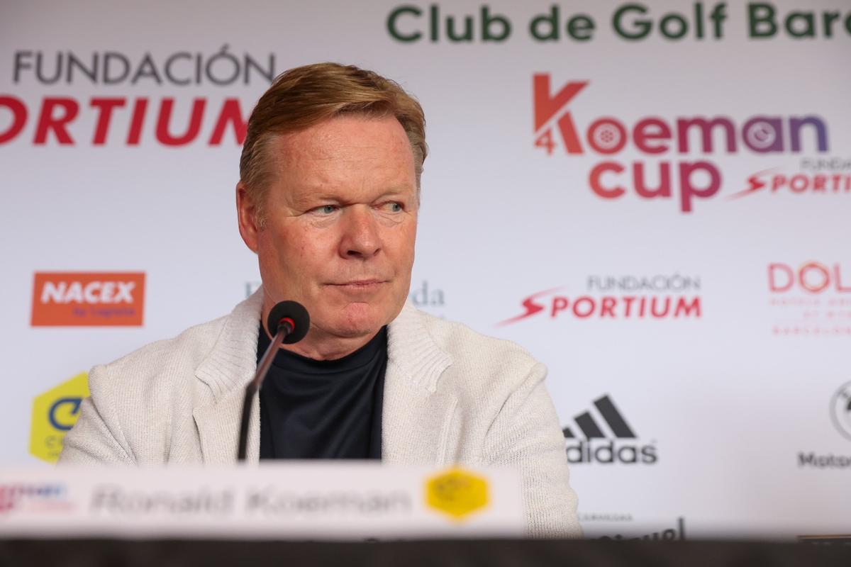 Koeman, en la rueda de prensa de la quinta edición de la 'Koeman Cup' en el Golf Barcelona.