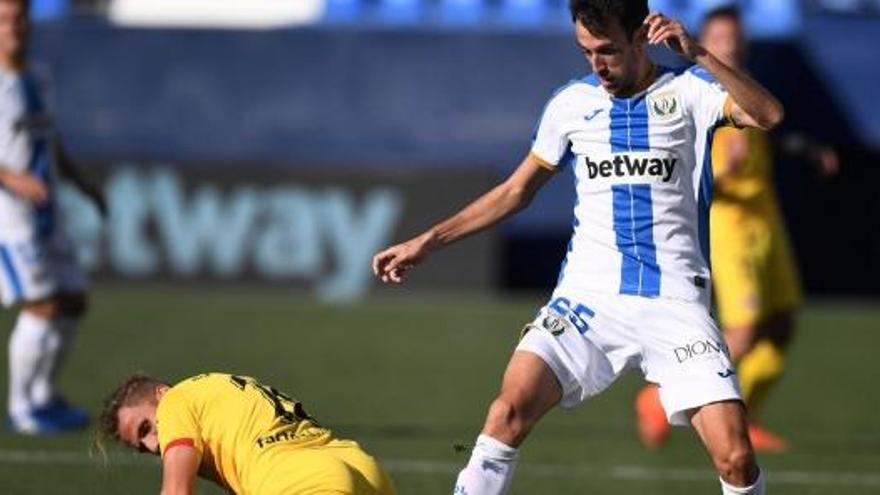 Un momento del último partido del Leganés ante el Girona