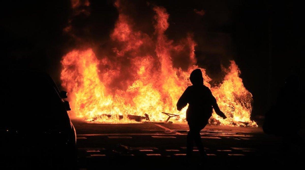 Disturbios en una manifestación convocada por los CDR, el pasado miércoles. 