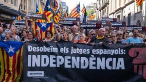 BARCELONA 13/07/2024 Política. Manifestación de la ANC para exigir que los jueces apliquen la amnistía. FOTO de ZOWY VOETEN