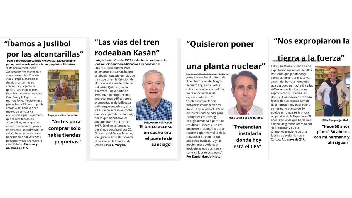 Los alumnos del IES Miguel de Molinos han escrito la historia del Actur desde el punto de vista de sus protagonistas,  los vecinos