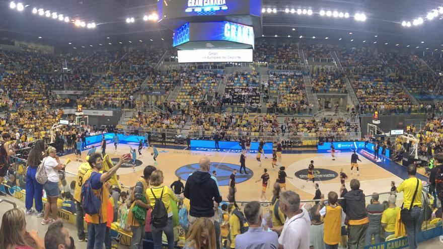 El Gran Canaria Arena durante el calentamiento previo a la final de la Eurocup