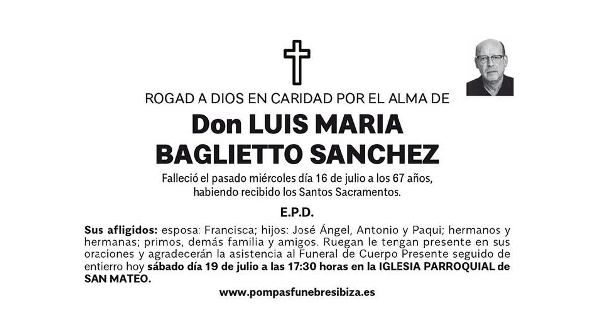 Esquela Luis María Baglietto Sánchez
