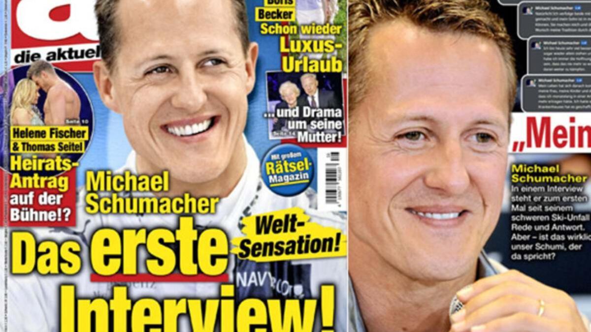 Así sale la revista alemana 'Die Aktuelle' con la entrevista a Michael Schumacher.
