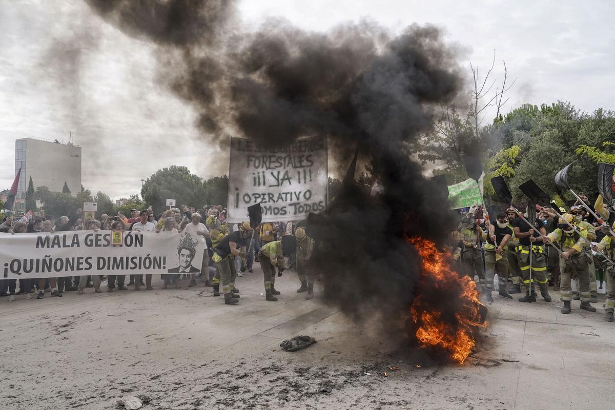 La protesta por los incendios frente a las Cortes de Castilla y León. La protesta por los incendios frente a las Cortes de Castilla y León.