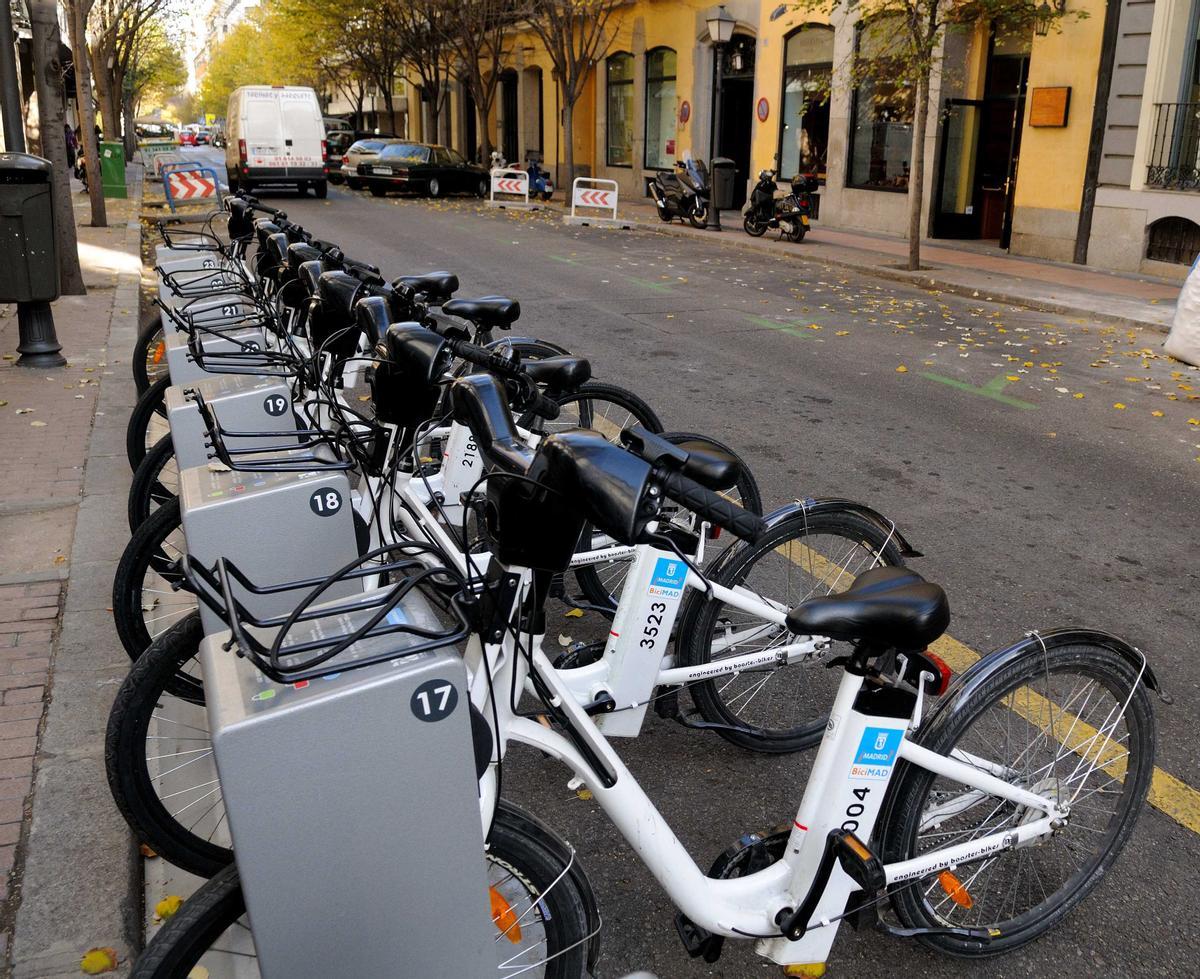 Servicio público de bicicletas en Madrid.